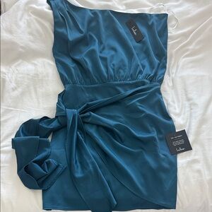 Lulu's Elegant Blue One-Shoulder Dress